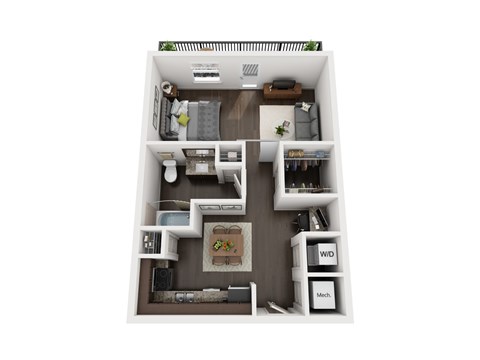 Floor plan for studio, 1 bath, 576 sqft